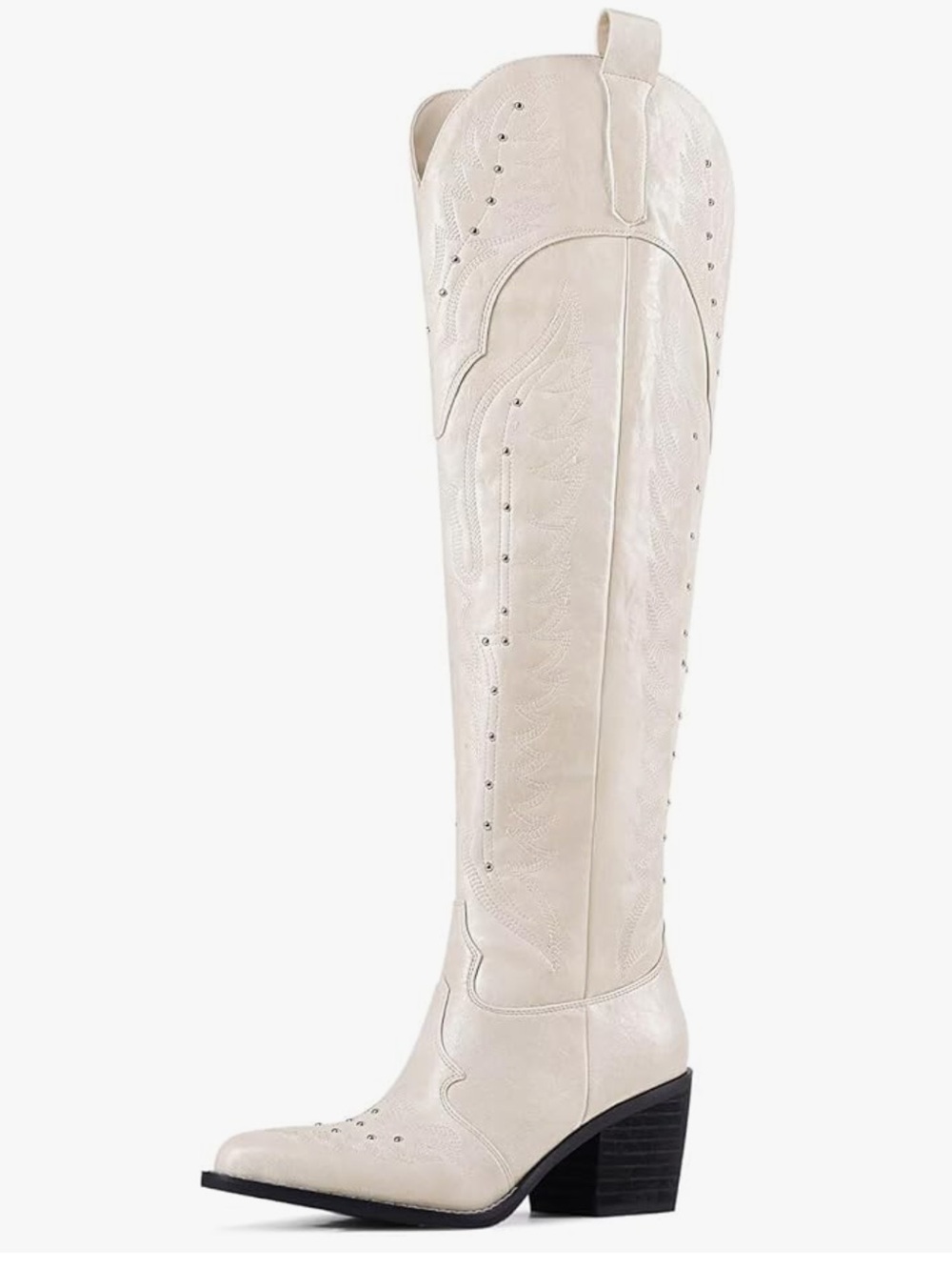 Over-the-Knee Western Boot in Ivory
